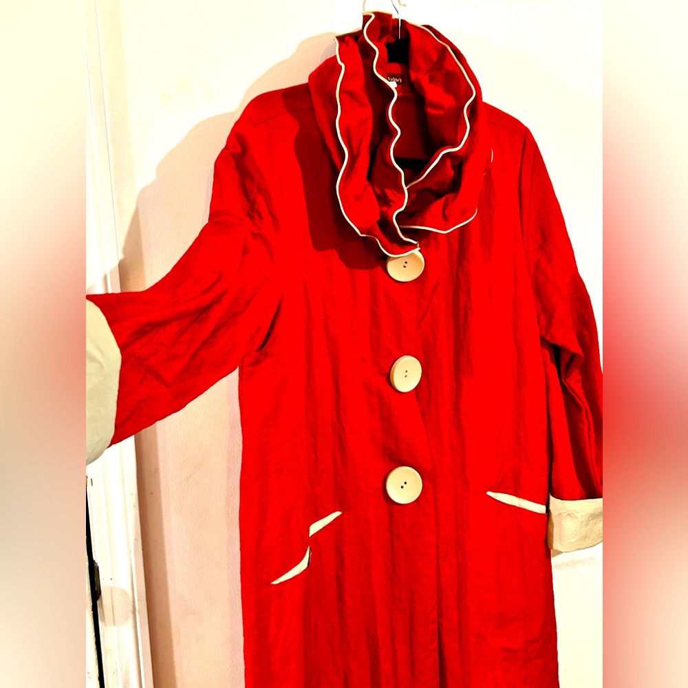 RARE Vintage Avant Garde Lightweight Coat Cherry Red size L - Picture 3 of 8